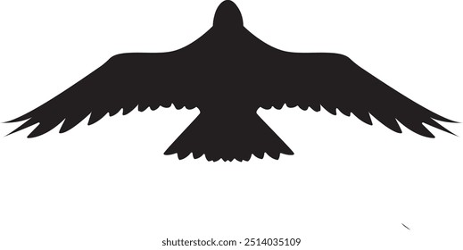 Silueta de un cuervo en vuelo con las alas completamente extendidas. Líneas limpias y ángulos agudos. Ideal para logotipos o ilustraciones de vida silvestre.