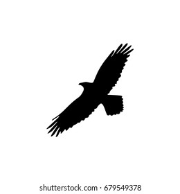 Silhouette of the crow on a white background vector illustration