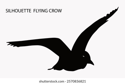 Silhouette Crow Vector Design with White Background. Flying Crow Vector Design.