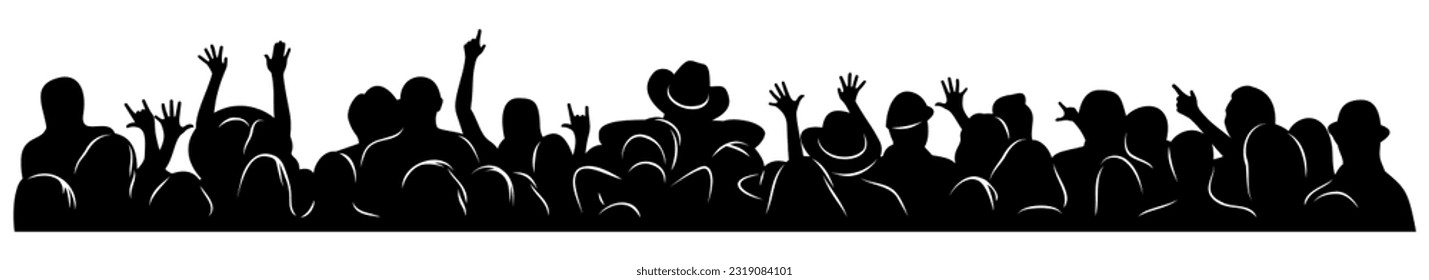 Silhouette de la multitud en un concierto, show de música, arena deportiva.