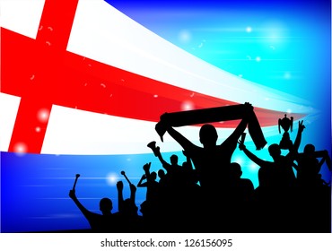 Silhouette of a crowd with banners and flags