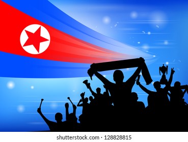 Silhouette of a crowd with banners and flags
