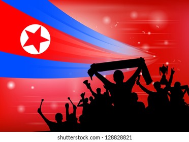 Silhouette of a crowd with banners and flags