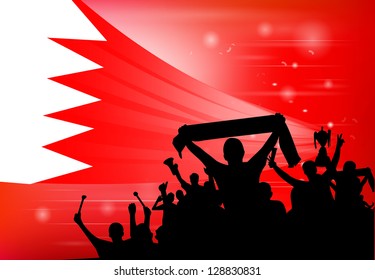 Silhouette of a crowd with banners and flags