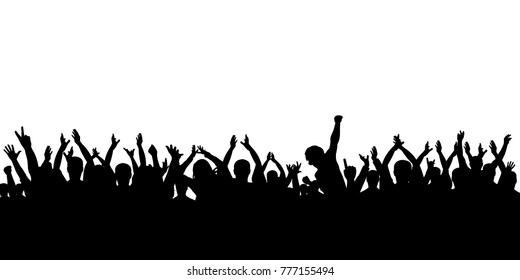 Silhouette crowd cheering