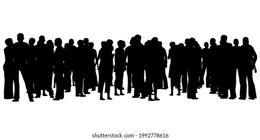 Silhouette of a crowd of people isolated on a white background. Vector illustration