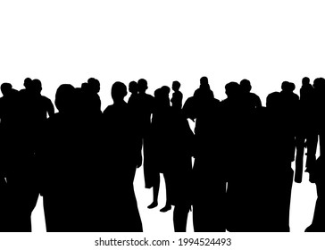 Silhouette of a crowd of people isolated on a white background. Vector illustration