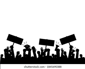 Silhouette Crowd People Protesters Protest Revolution Stock Vector ...