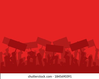 Silhouette crowd of people protesters. Protest. revolution. conflict. vector illustration