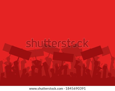 Silhouette crowd of people protesters. Protest. revolution. conflict. vector illustration