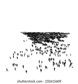 Silhouette Of Crowd, Vector Illustration