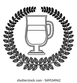silhouette crown of leaves with glass jar of coffee