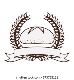 silhouette crown of leaves with label tape and bread vector illustration