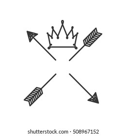 silhouette with crown over arrows