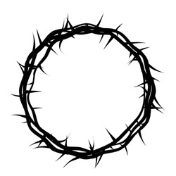 Silhouette Of Crown Of Thorns, Jesus Christ Wreath Of Thorns, Easter Religious Symbol Of Christianity, Vector