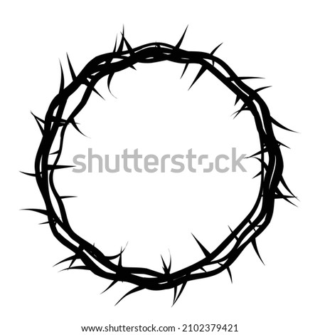 Silhouette of crown of thorns, Jesus Christ wreath of thorns, easter religious symbol of Christianity, vector 商業照片 © 