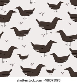 Silhouette of a crows in different positions. vector illustration. vector outline of raven. pattern