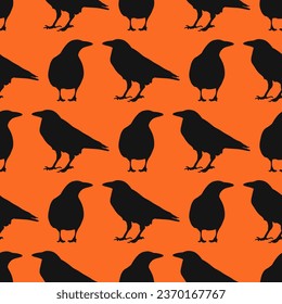 Silhouette Crows Halloween Seamless Pattern vector illustration svg