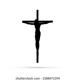 Silhouette Crucifixion Jesus Christ On White Stock Vector (Royalty Free ...
