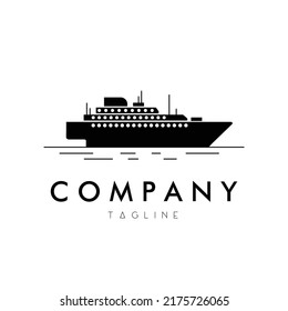 silhouette of a cruise ship in the middle of the ocean vector suitable for identity company logo etc