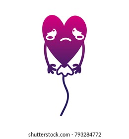silhouette crying heart balloon kawaii with arms
