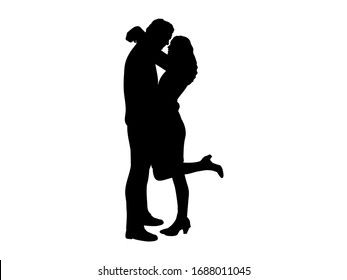 Silhouette Cuddling Man Woman Illustration Icon Stock Vector (Royalty ...