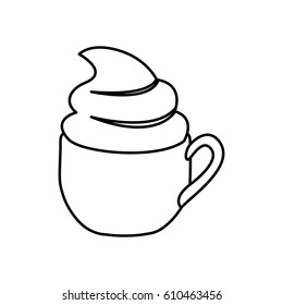 silhouette cup of cappuccino with cream vector illustration