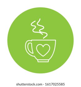 silhouette of cup of coffee on green background vector illustration design