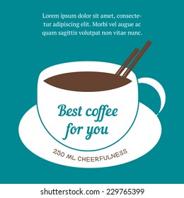 Silhouette Cup coffee on white. Vector illustration for label design