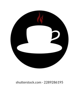 silhouette of a cup of coffee with steam for logo