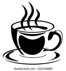 Silhouette of a Cup of coffee or tea. Vector illustration on the theme of drinks.