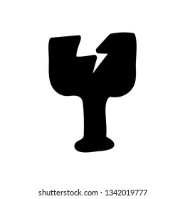 Silhouette cup doodle icon. Hand drawn black sketch. Sign symbol. Decoration element. White background. Isolated. Flat design. Vector illustration.