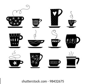Silhouette Of Cup Of Tea Or Coffee