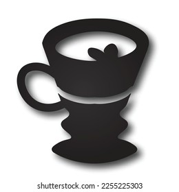 silhouette of cup of tea with shadow