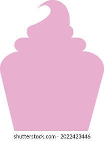 silhouette of a cupcake with cream in pink tones
