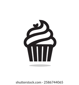 Silhouette cupcake Icon, muffin logo. Vector illustration, food icon, Can be used as icon, sign or symbol - cupcake silhouette.