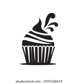 Silhouette cupcake Icon,Vintage muffin logo. Vector illustration isolated on white background. Can be used as icon, sign or symbol - cupcake silhouette.