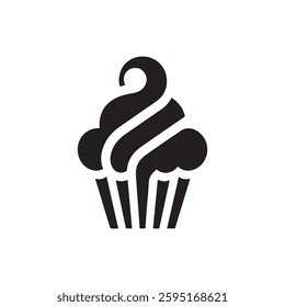 Silhouette cupcake Icon,Vintage muffin logo. Vector illustration isolated on white background. Can be used as icon, sign or symbol - cupcake silhouette.