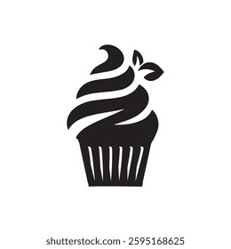 Silhouette cupcake Icon,Vintage muffin logo. Vector illustration isolated on white background. Can be used as icon, sign or symbol - cupcake silhouette.