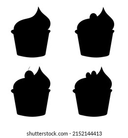 Juego de quequitos de silueta. Diseño de ilustración vectorial de postre