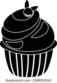 Silhouette Cupcake Vector Icon Set
