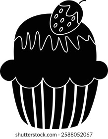 Silhouette Cupcake Vector Icon Set