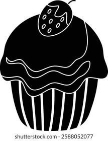 Silhouette Cupcake Vector Icon Set