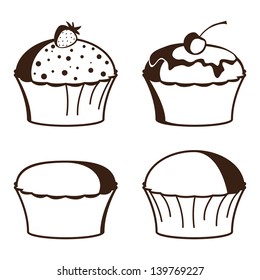 Silhouette cupcakes set