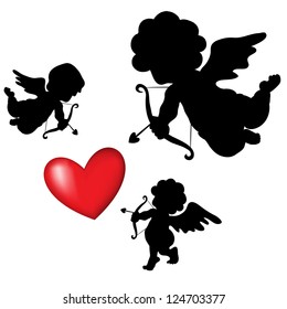 Cute Fairies Silhouette Collection Little Fairies Stock Vector (Royalty ...