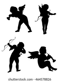 Silhouette Cupid Isolated On White Stock Vector (Royalty Free ...