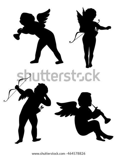 Silhouette Cupid Isolated On White Stock Vector Royalty Free 464578826 Shutterstock 2309