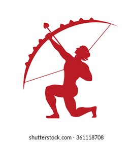 Silhouette of a Cupid man with a bow