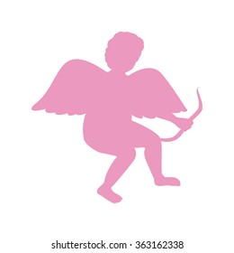 Silhouette Of Cupid. Saint Valentine.