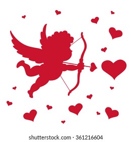 Silhouette of Cupid. Vector illustration